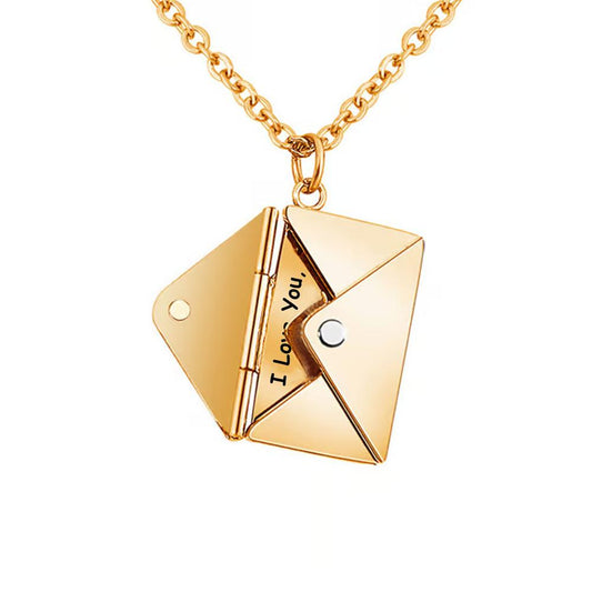 I Love you Mom - Envelope Necklace - Gold