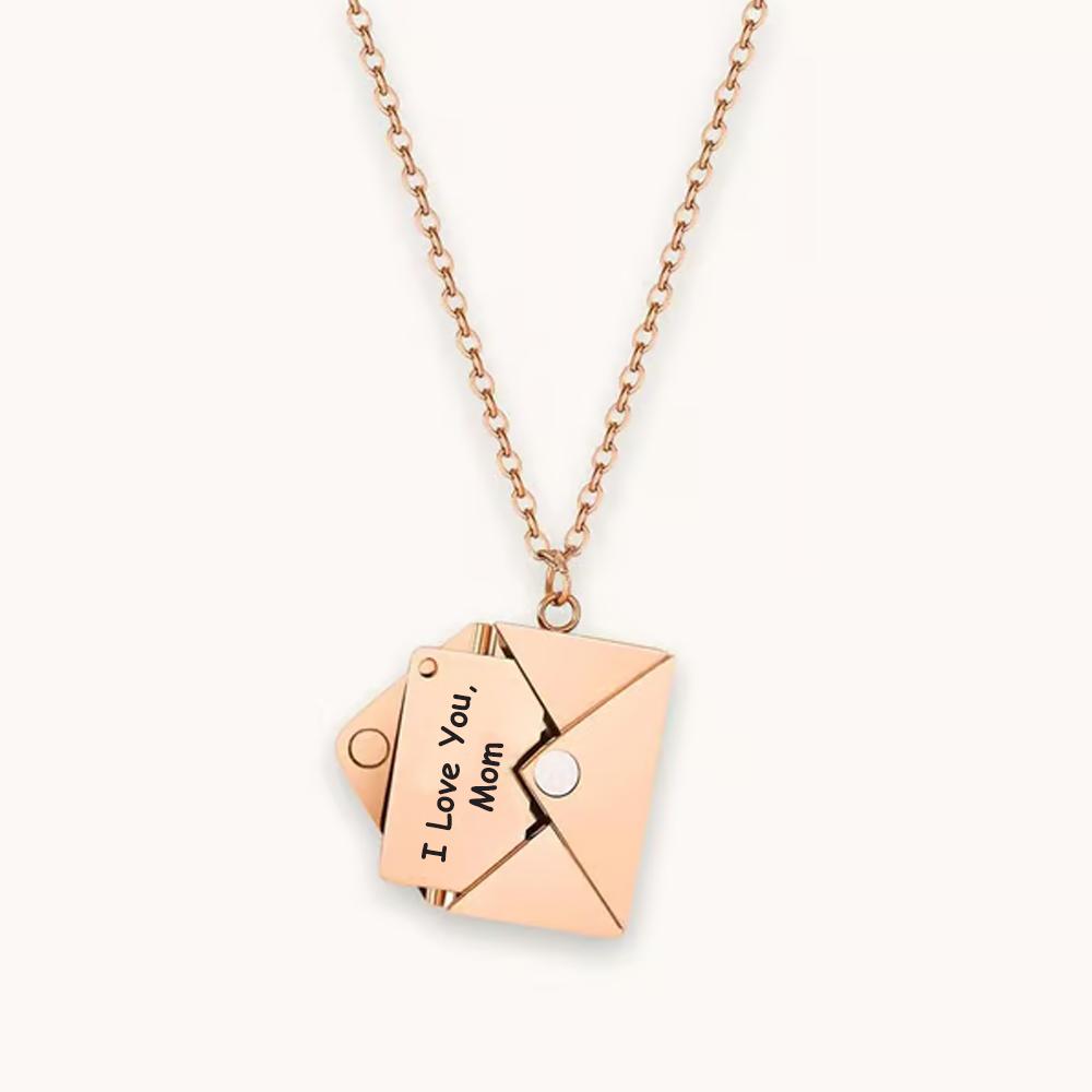I Love you Mom - Envelope Necklace - Gold