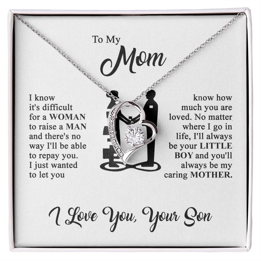To My Mom - I Love You - Heart Necklace