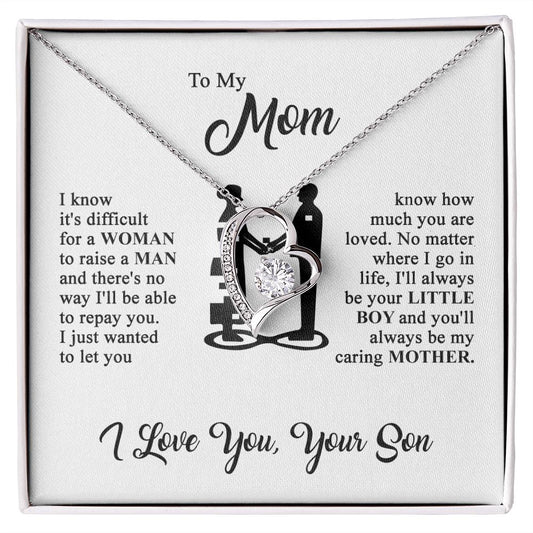 To My Mom - I Love You - Heart Necklace
