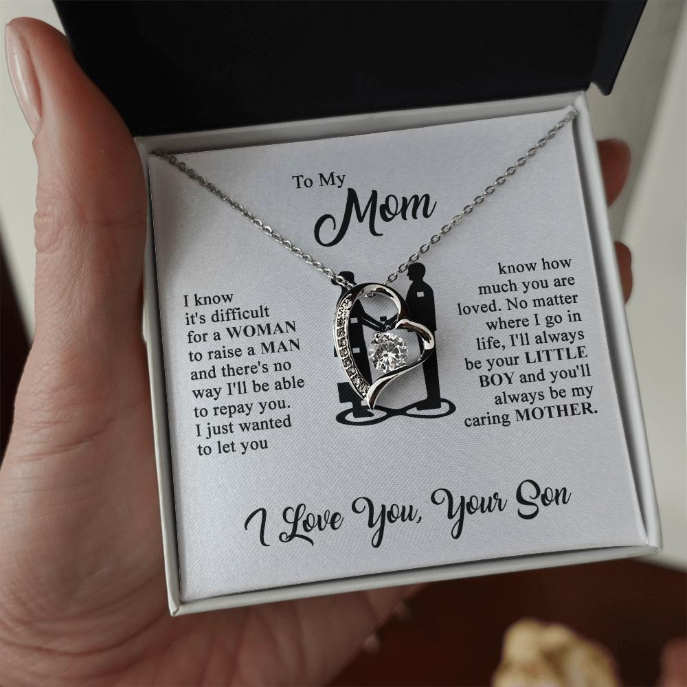 To My Mom - I Love You - Heart Necklace