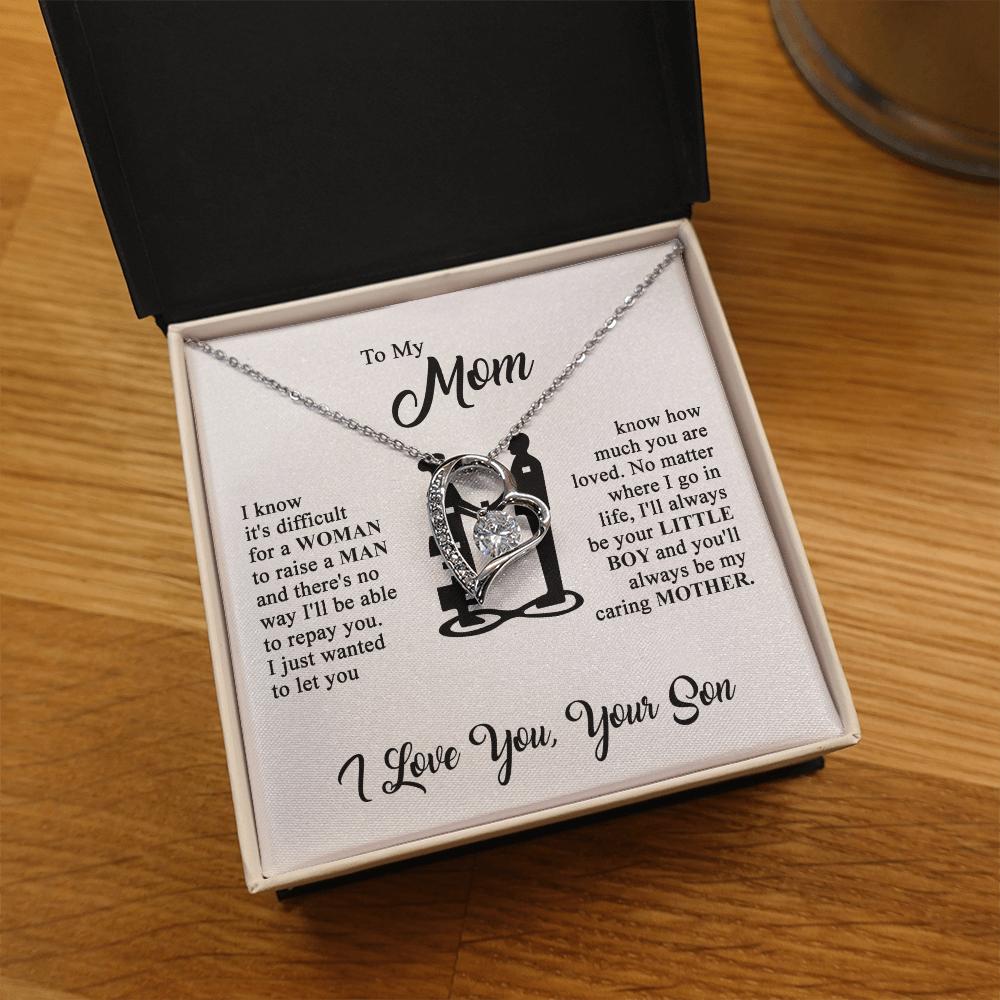 To My Mom - I Love You - Heart Necklace