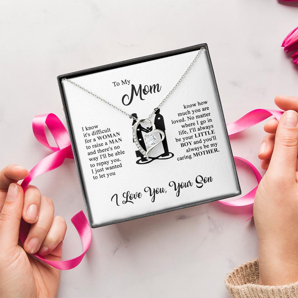 To My Mom - I Love You - Heart Necklace