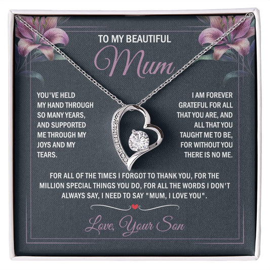 To My Mum - Joy & Tears - Heart Necklace