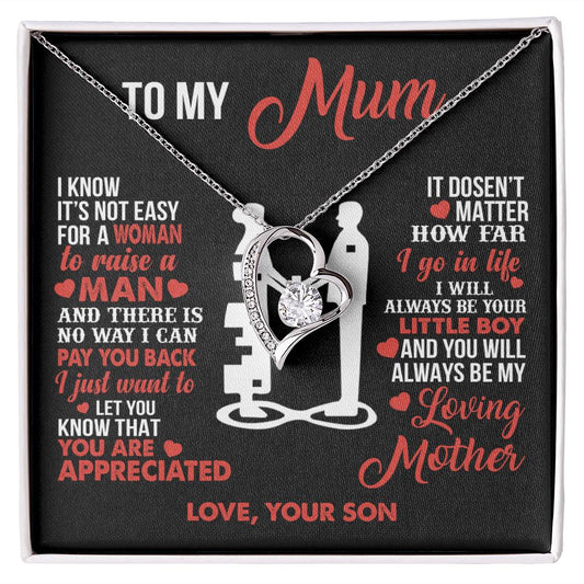 To My Mum - Your Little Boy - Heart Necklace