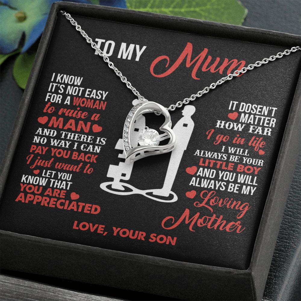To My Mum - Your Little Boy - Heart Necklace