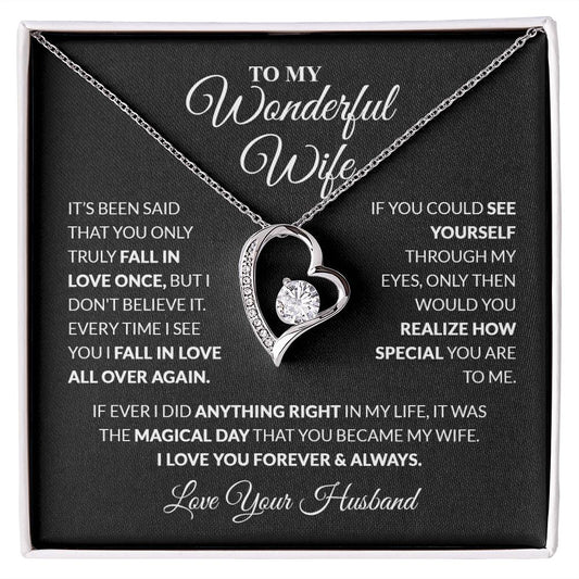 To My Wonderful Wife - Love, Your Husband - Heart Necklace