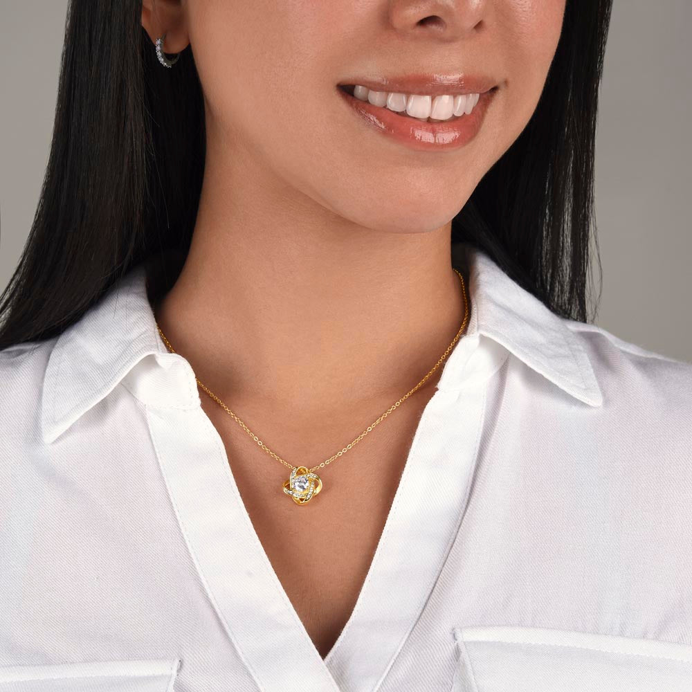 Beautiful Daughter Gift, "Never Forget That I Love You" Love Knot Necklace